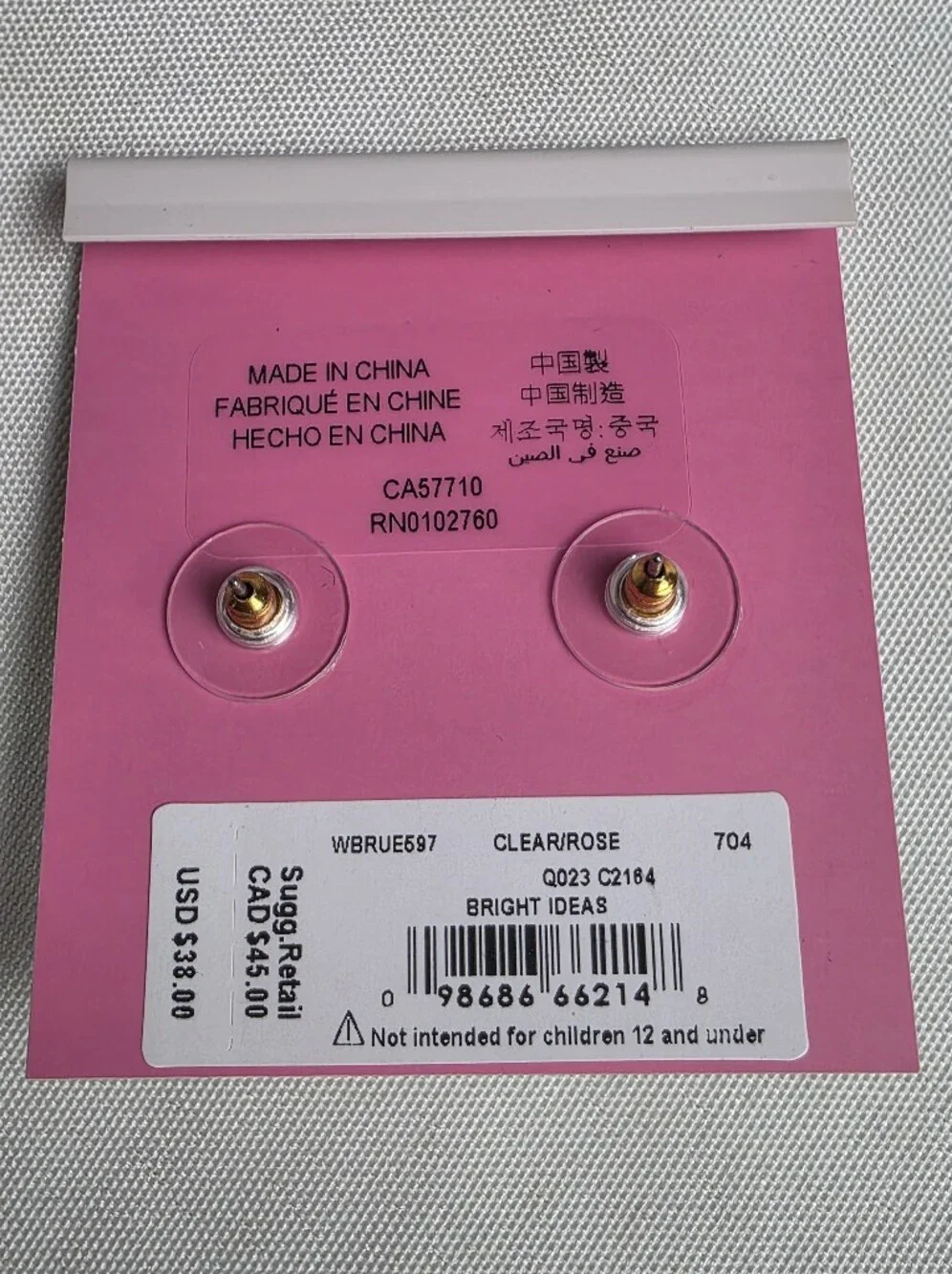 Kate Spade New York New Clear CZ Stud Earrings Rose Gold Tone